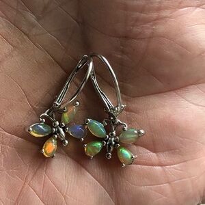 Amazing opal sterling butterfly Leverback earrings